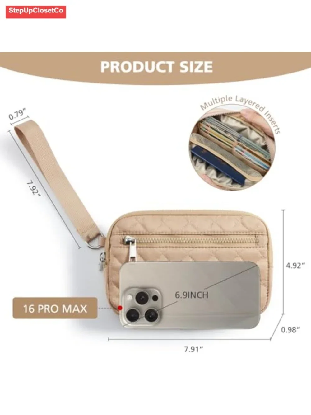 RFID Blocking Wristlet Wallet with Zipper Pockets for Women